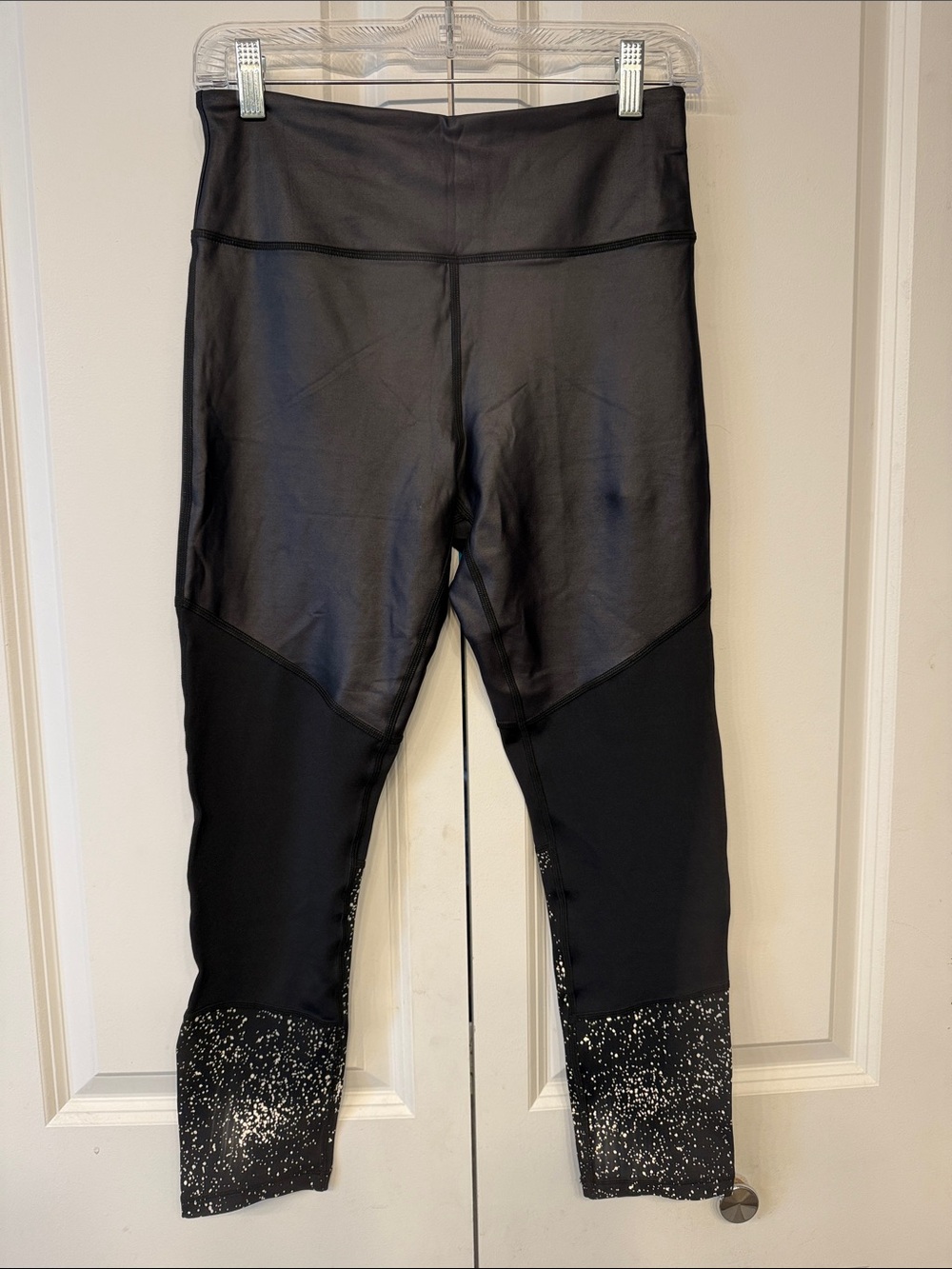 ZYIA Black High-Waist Leggings with Speckled Cuff Detail